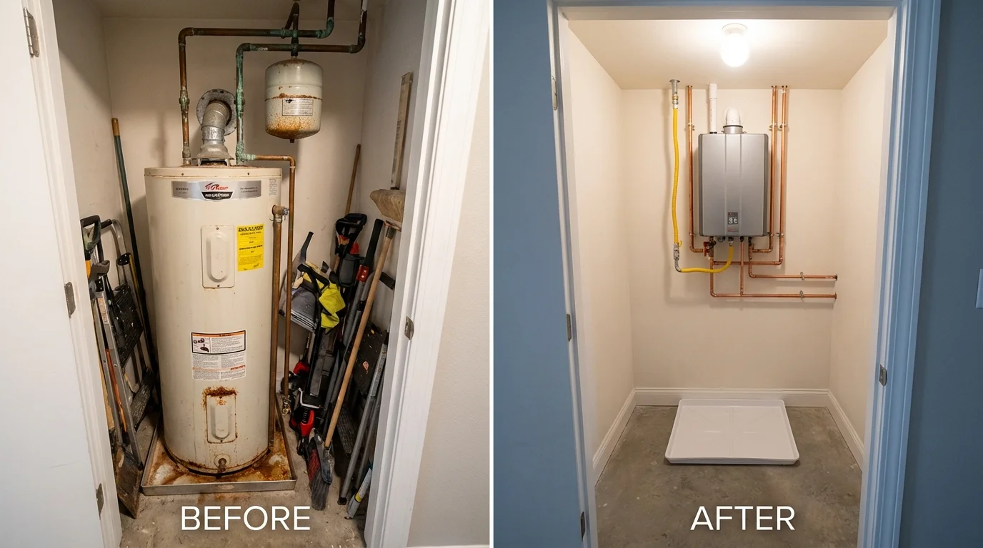 Tank water heater versus wall-mounted tankless unit comparison for Newton, NJ homeowners
